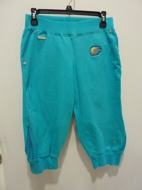 Akademiks ALOHA Y2K Vintage COTTON Cropped Capri Pants Women Size S Blue